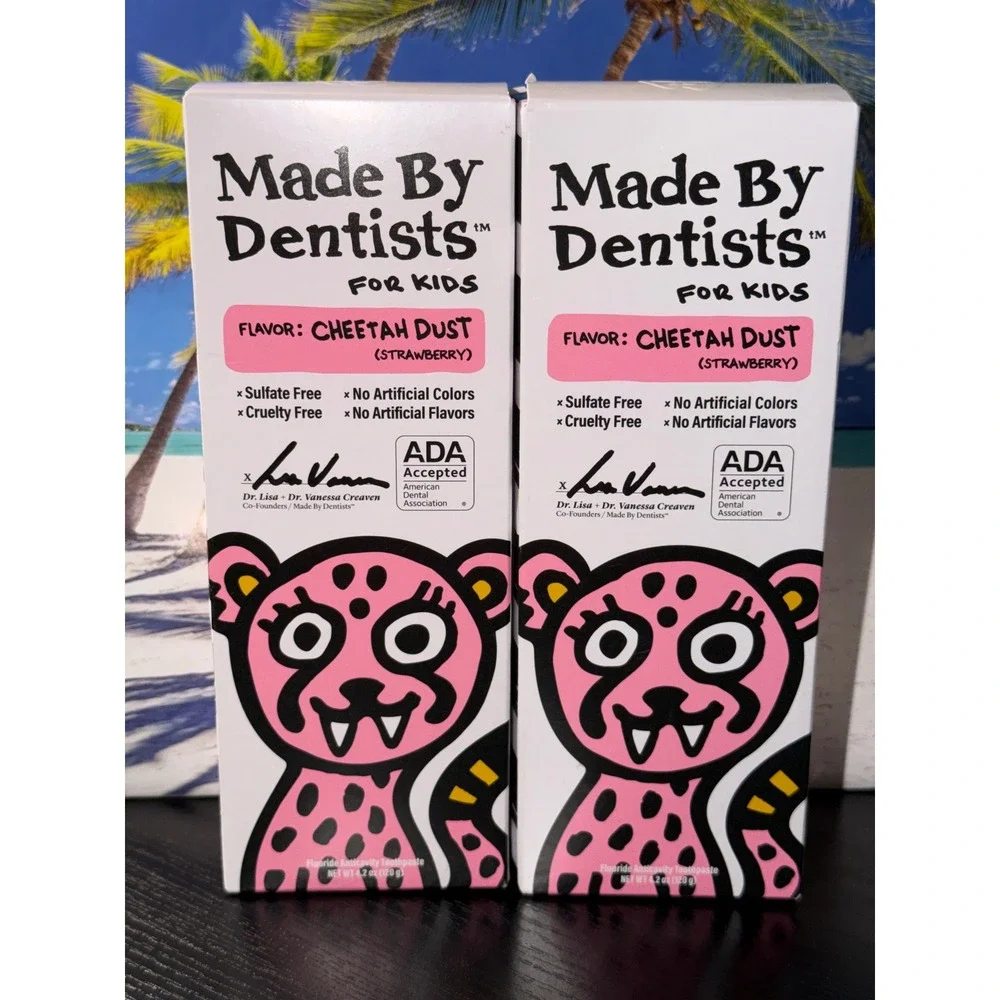 Made By Dentists Kids Cheetah Dust Strawberry Toothpaste 4.2oz 2pk ADA Accepted